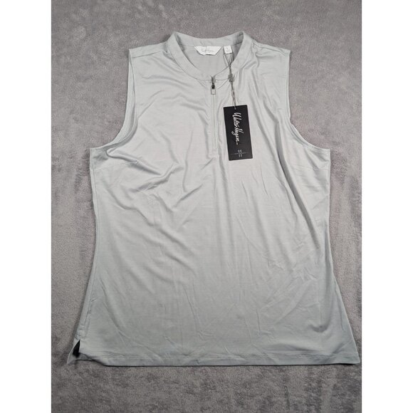 Walter Hagen Performance Womens Sleeveless Shirt Size Large Gray 1/4 Zip Active - Picture 1 of 7